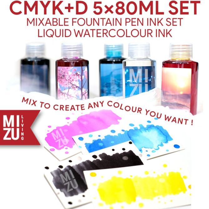 

MIZU CMYK+D DIY 5x80ML SET Mixable Tinta Fountain Pen Ink SET - 1 SET 5x80ML