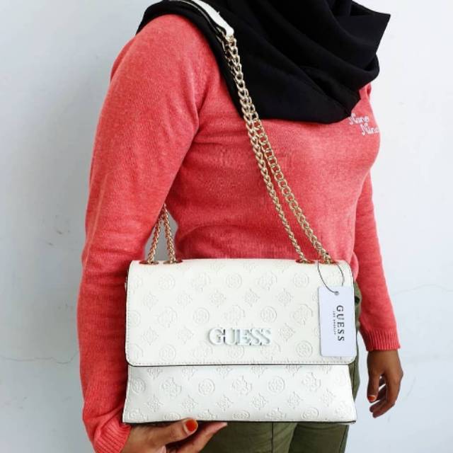 guess peony white bag