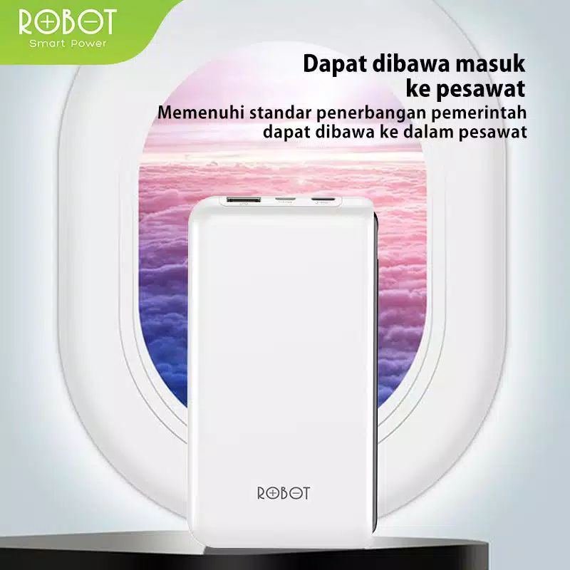 PowerBank ROBOT 10000mAh RT180 Dual Input Port Type C &amp; Micro USB - Garansi Resmi 1 Tahun