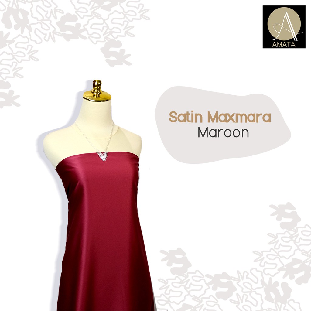 1/2 meter Kain Satin Maxmara / Sateen Velvet Premium Maroon