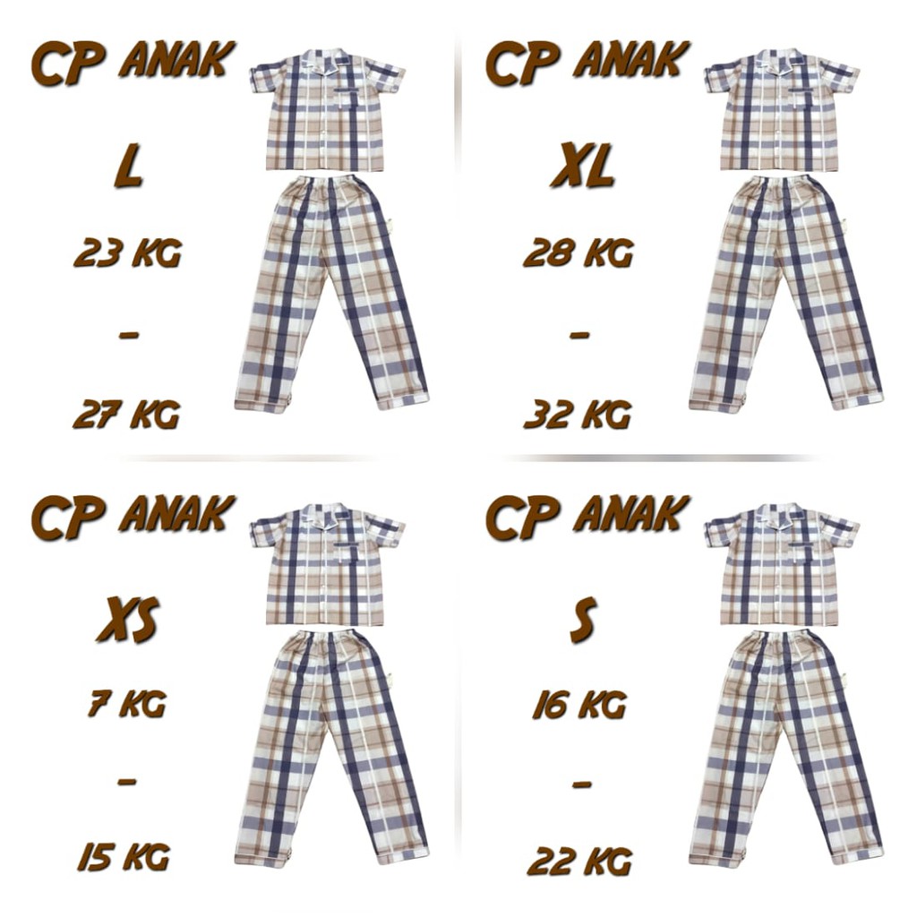 PIYAMA BAJU TIDUR KATUN COWOK/PRIA COUPLE AYAH DAN ANAK COWOK MOTIF KOTAK JOSEPH BROWN AND BLUE