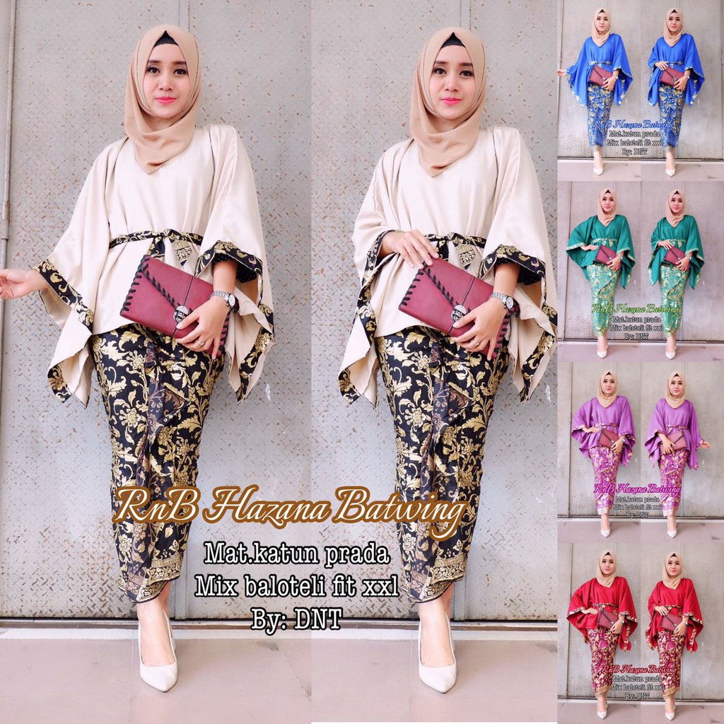 Set Baju Batik Setelan Rok Kebaya RNB HAZANA BATWING MODERN By DNT