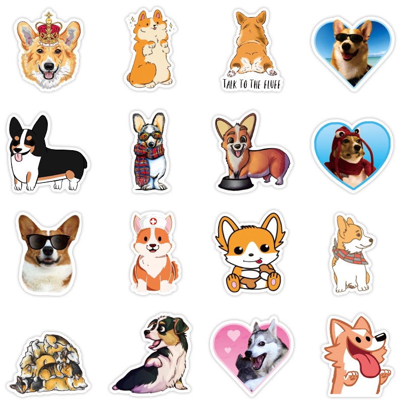 50pcs / Set Stiker Motif Anjing Corgi Lucu Anti Air Untuk Dekorasi Kulkas / Skateboard / Laptop