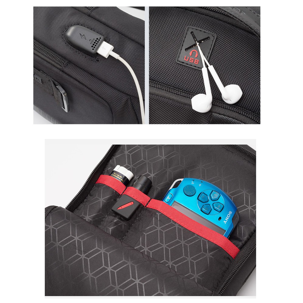 ARCTIC HUNTER Tas Selempang Pria Sling Bag Pria USB ARCTIC HUNTER 100% ORI - WHALE