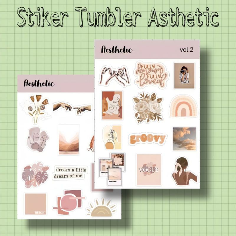 

Stiker Tumbler Sheet / Stiker Asthetic / Stiker journal, binder / Stiker Diary