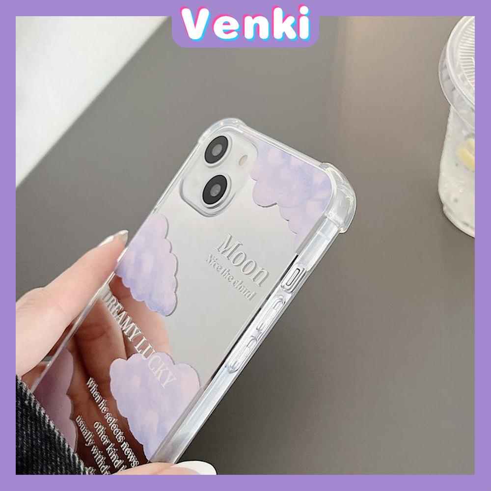 iPhone Case Acrylic Luxury Makeup Mirror Airbag Shockproof Protection Camera Purple Clouds Cute Compatible For iPhone 11 iPhone 13 Pro Max iPhone 12 Pro Max iPhone 7 Plus iPhone xr