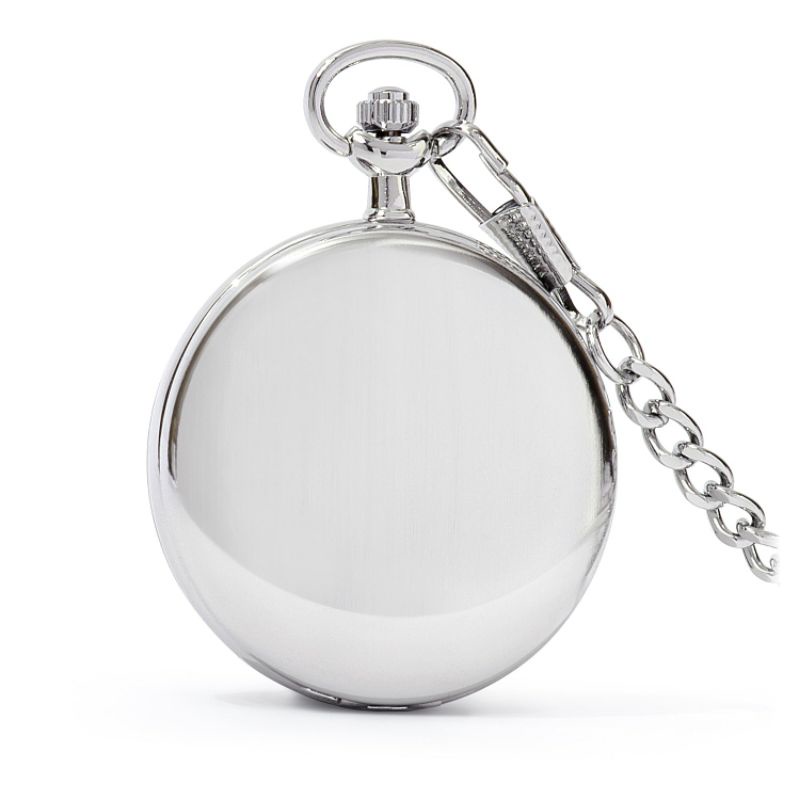  Classic Smooth Vintage Pocket Watch Silver Steel Mens Watch