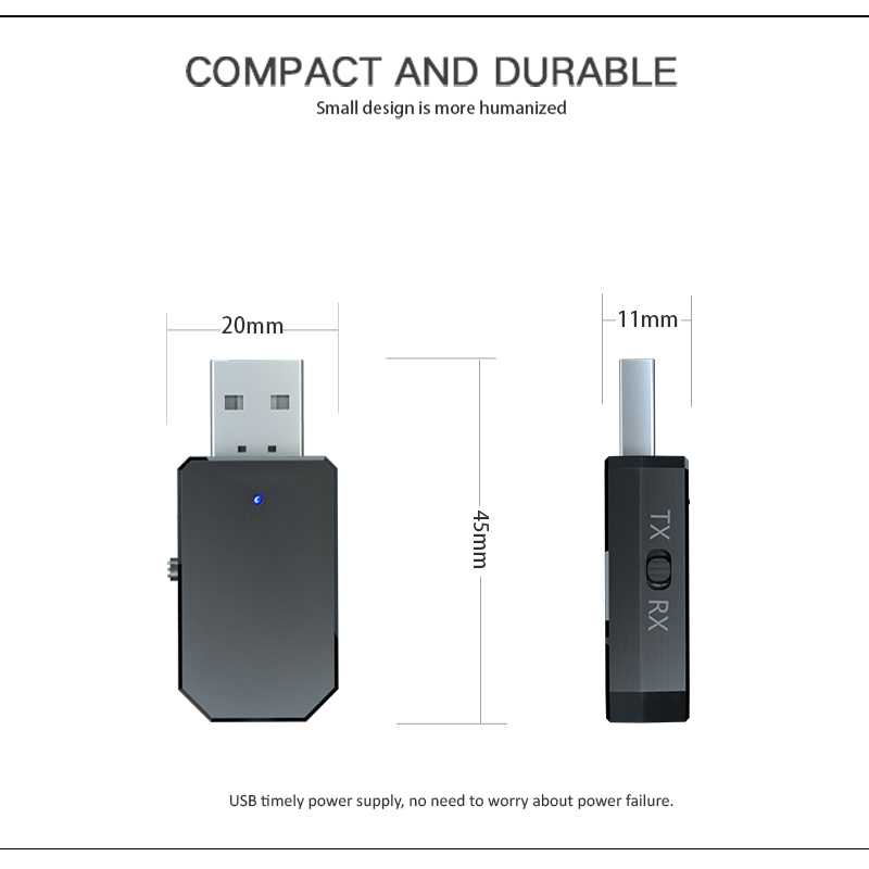 ESSAGER USB Bluetooth 5.0 Transmitter Receiver Audio Adapter - KN330