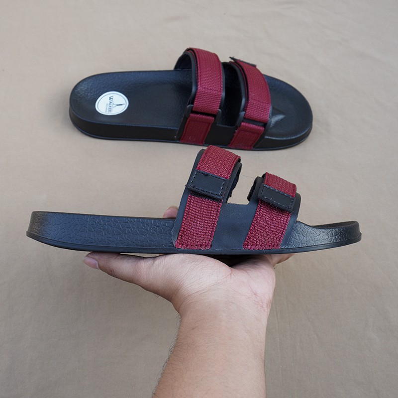 Sandal Slide Pria Sandal Walkers Weber Maroon sandal slop sendal Santai Sendal Casual Harian Cowok