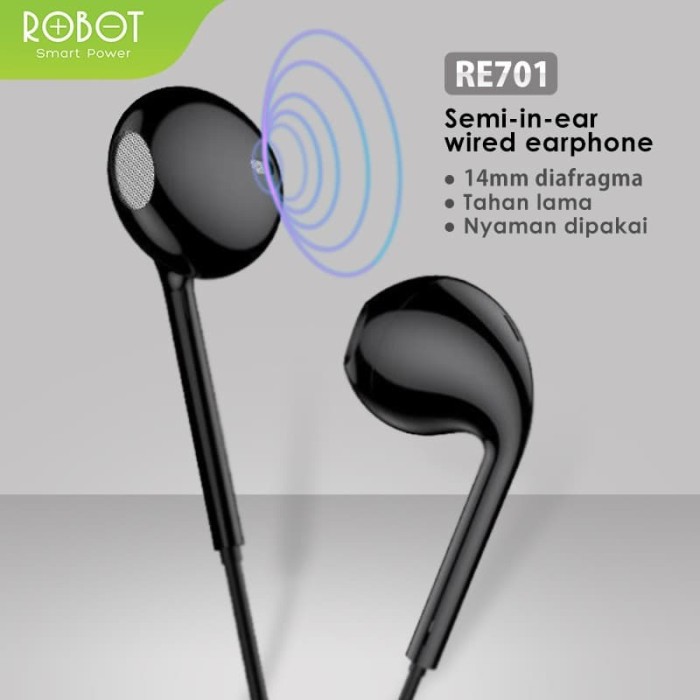Headset Headphone Robot RE10 Wired Bass Android iPhone Original