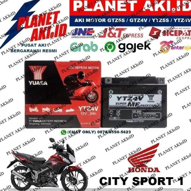 Aki Motor Honda City Sport 1 CS 1 CS1 YTZ4V YUASA Accu Kering MF planeta76 Ayo Beli