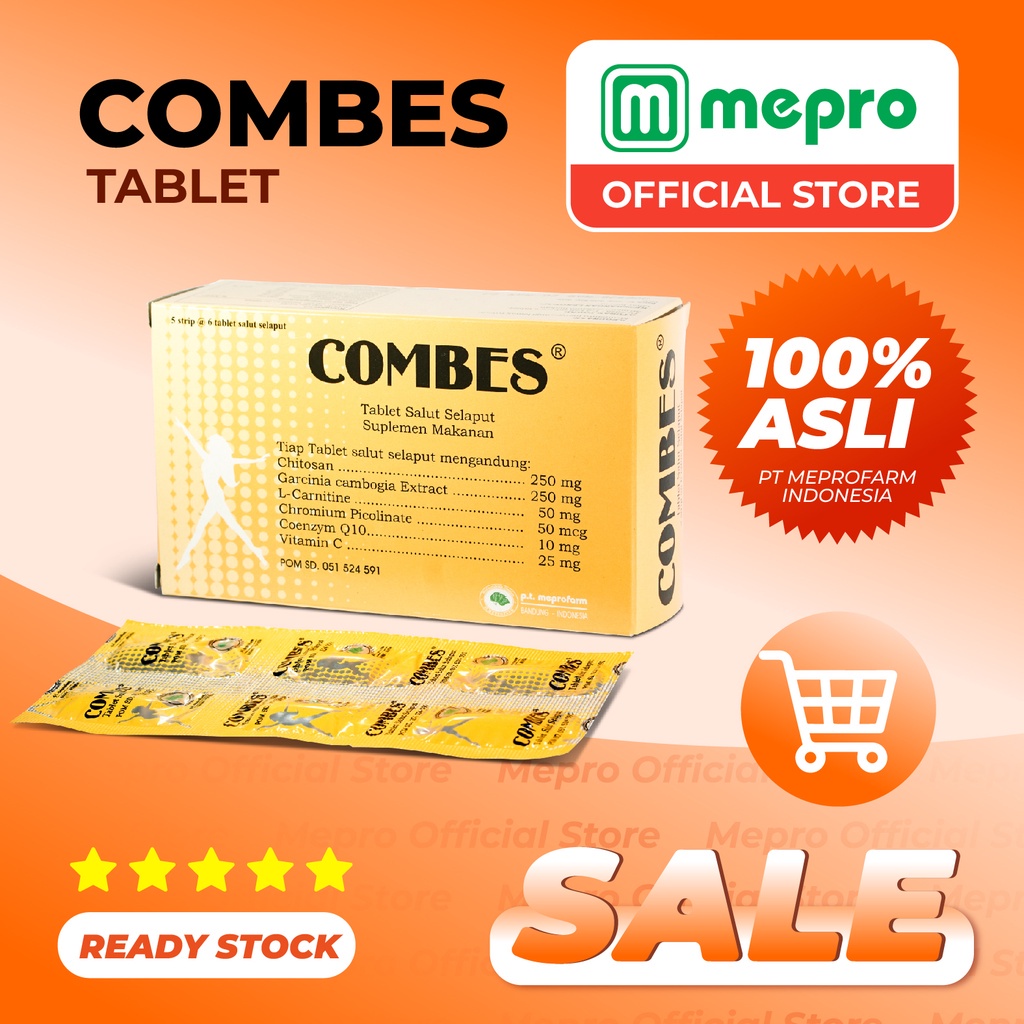 ORIGINAL COMBES Obat Diet Pelangsing Isi 30 Tablet / Suplemen / Mepro / LEDI MART