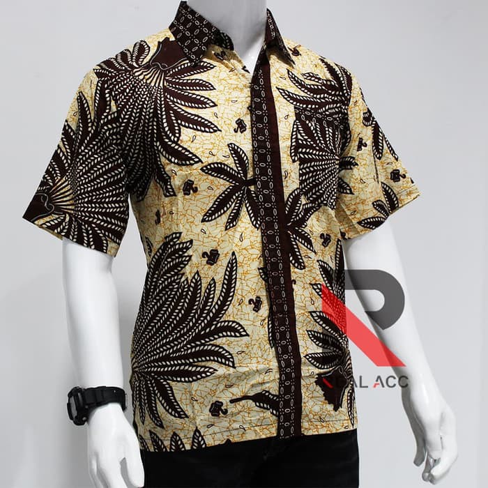 Batik pria / Batik pekalongan / Kemeja batik Pria lengan pendek 05 - Titanium- M