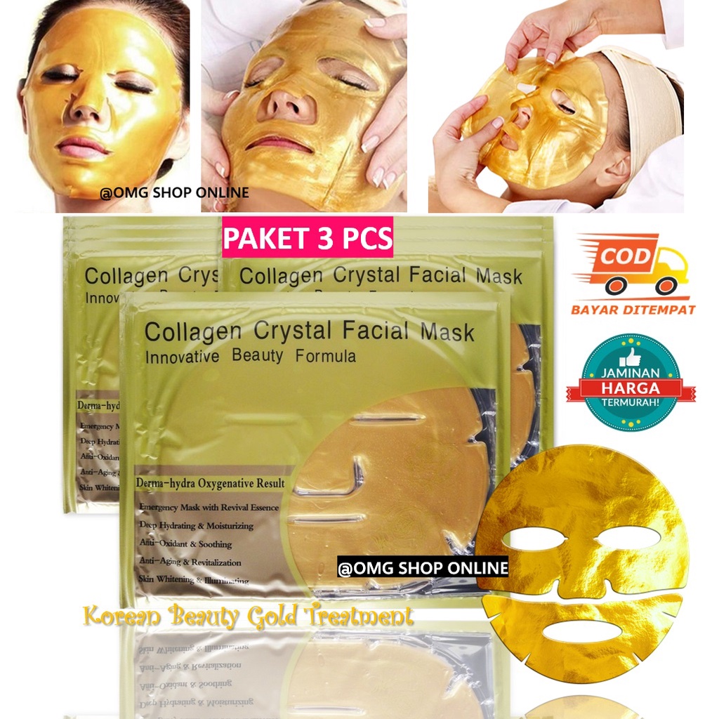 [NEW] 3 Pcs Collagen Crystal Facial Mask Innovative Beauty Formula / Masker Wajah Collagen Topeng Emas Masker Mata Panda / Masker Wajah Organik Glowing dan Pemutih / Masker Muka Topeng Collagen Gold Sheet Mask Pria Wanita Masker Wajah Korea Masker Komedo