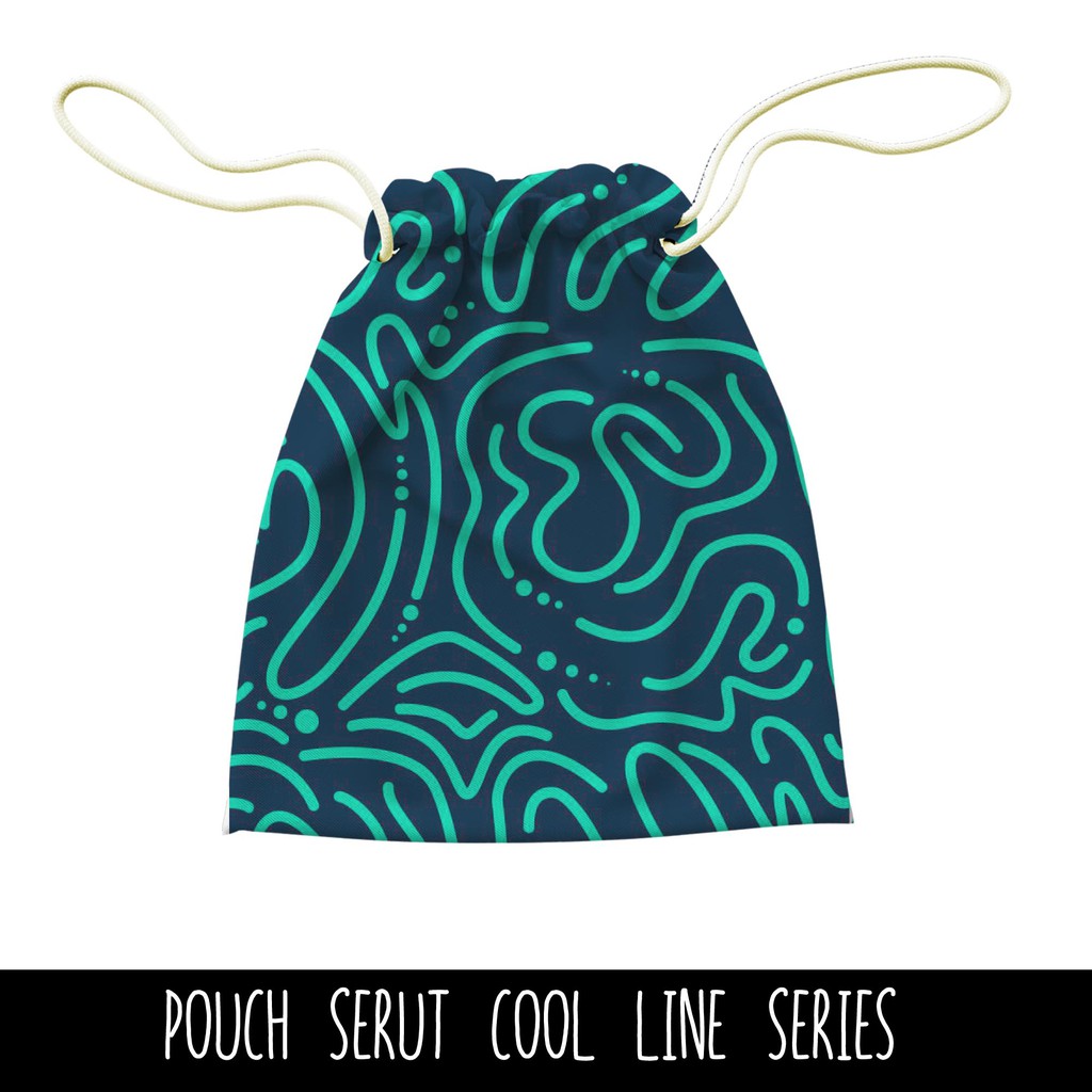 Full Print Pouch Serut Cool Line Pattern Bisa Request Tulisan