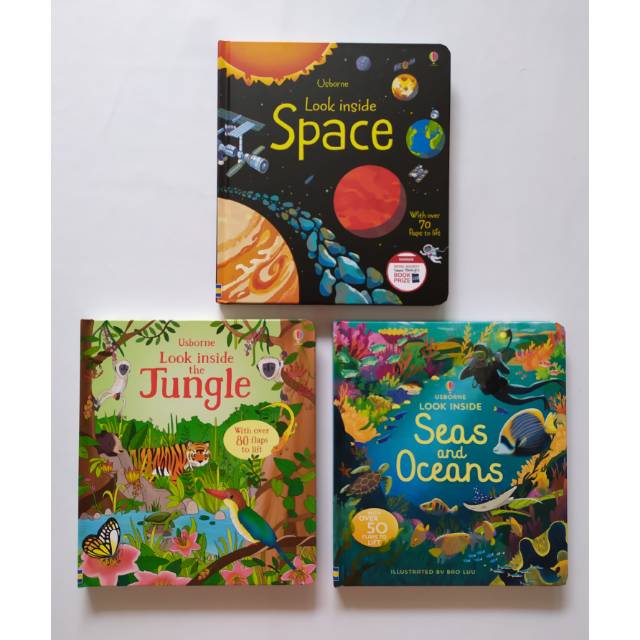 Usborne 3-book Set: Look Inside Space, Look Inside Jungle, Look Inside Seas and Oceans