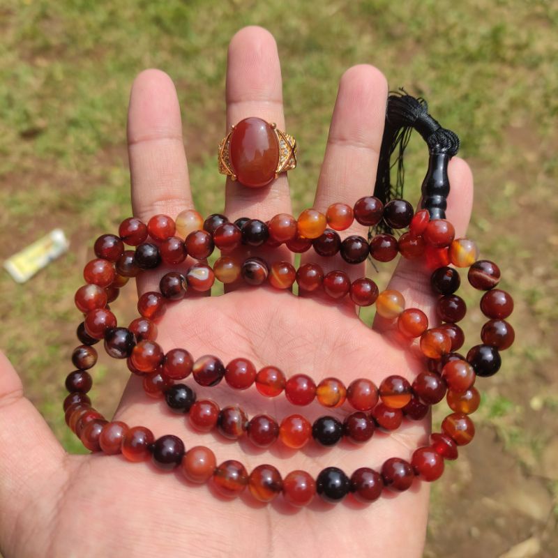 TASBIH BATU AKIK YAMAN NATURAL FREE CINCIN BATU YAMAN (N)