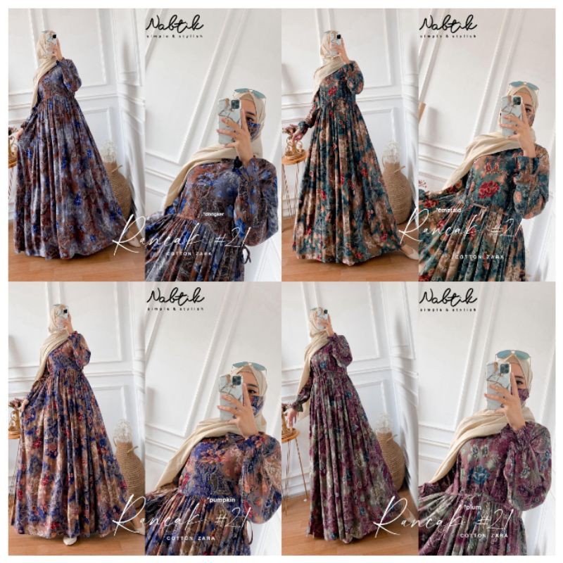 DRESS GAMIS WANITA RANCAK DRESS 21 (FREE MASKER )BY NABTIK ORIGINAL COTTON ZARA