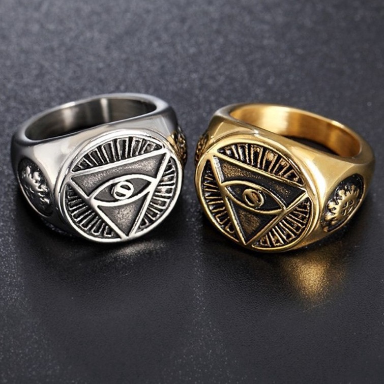 SEUSUK  Fashion Illuminati The All-seeing-eye Illunati Pyramid Eye Symbol Biker Jewelry