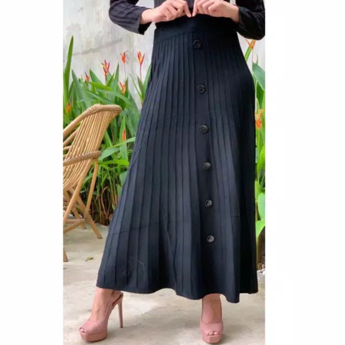 ROK RAJUT KANCING - KNITT SKIRT - ROK PANJANG