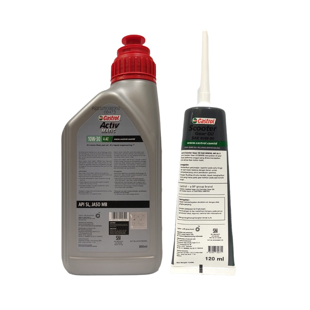 PAKET OLI CASTROL ACTIV MATIC 10W-30 + GARDAN ASLI 100% SYNTHETIC