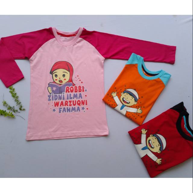 KAOS RAGLAN ANAK | KAOS KARAKTER MUSLIM LAKI-LAKI PEREMPUAN