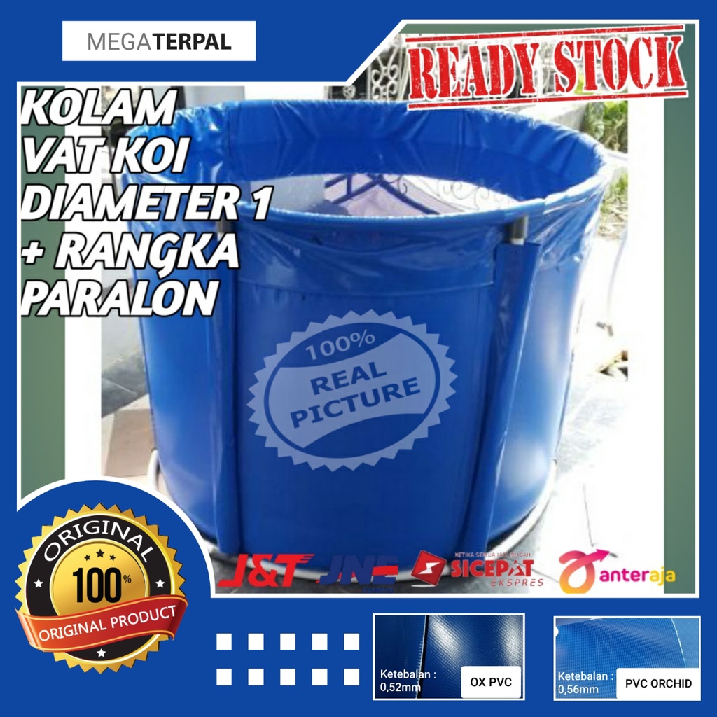 KOLAM IKAN BULAT D1 X T1 METER // TERPAL KOLAM IKAN KOI VAT BAHAN SEMI KARET