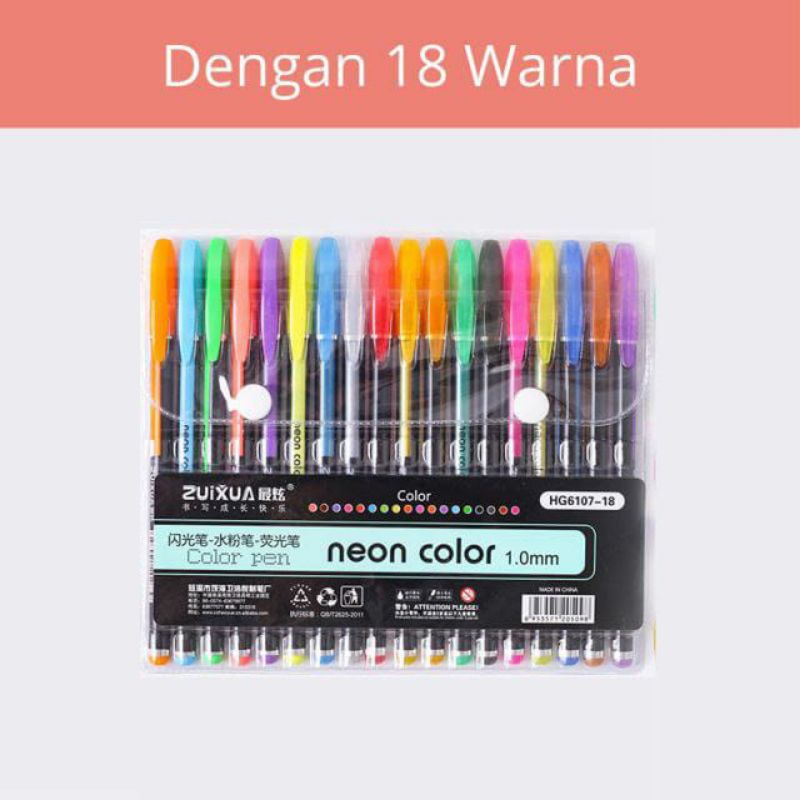 

Pulpen Gel Neon Color Zuixua / Color Gen Pen 18 Warna