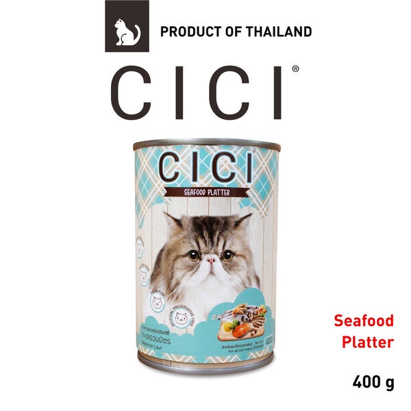 Makanan Kucing CICI Kaleng Cat Food Seafood Platter Wet Basah 400 gram