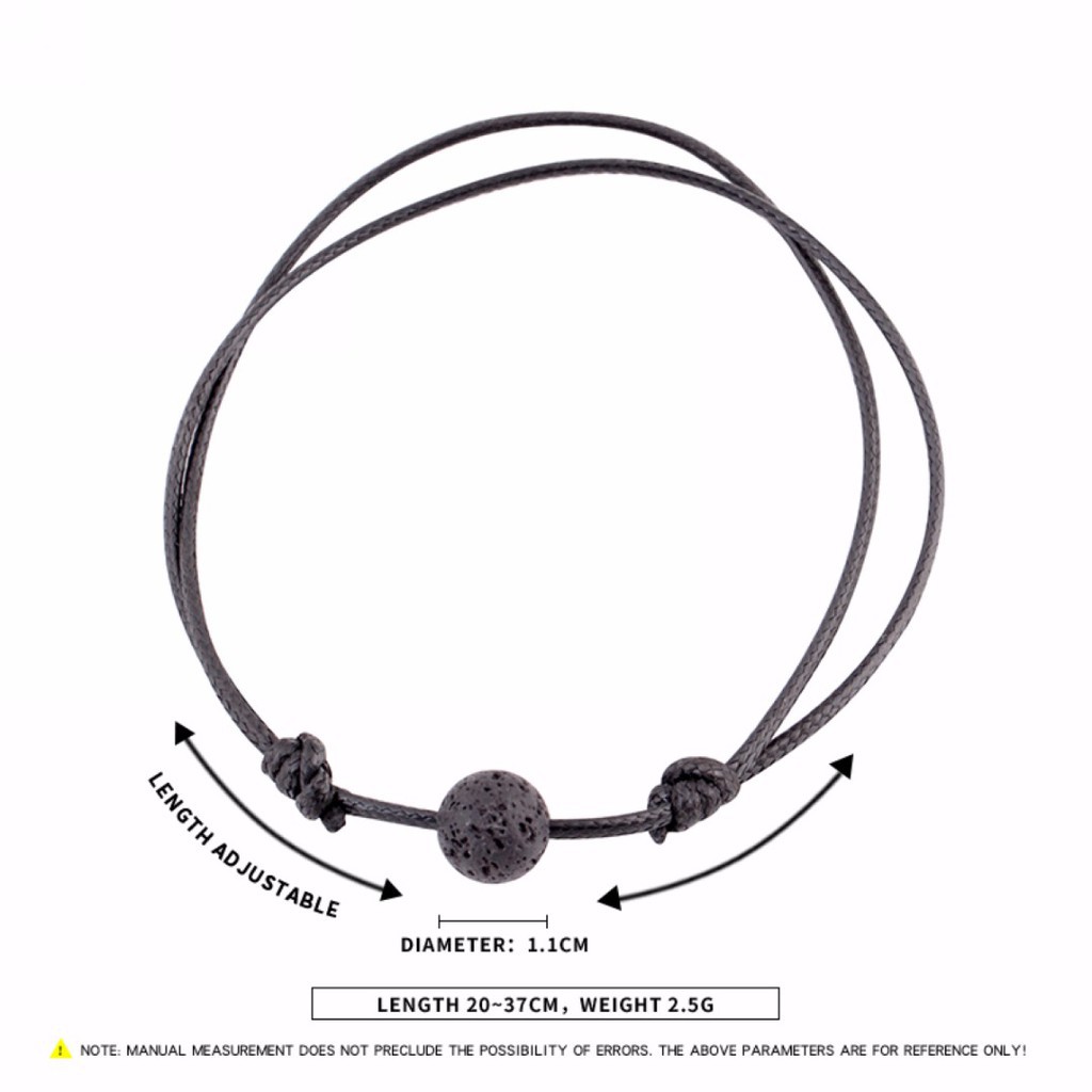 SALE 9.9 Gelang Black Lava Bead Adjustable Essential Oil Diffuser Leather Bracelet