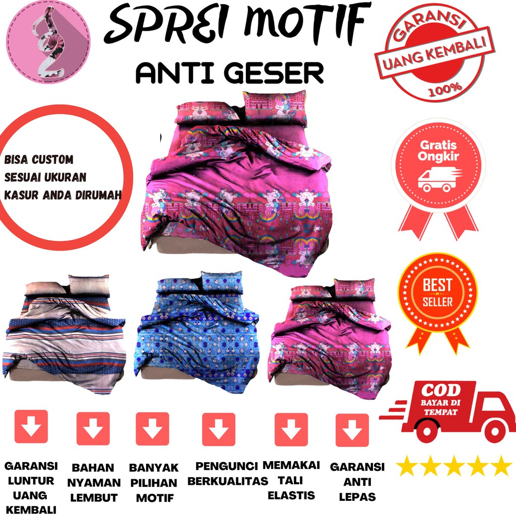 Sprei Seprei Seprai Hommade Dewasa Anak Nyaman Lembut Dingin Grosir Dengan Tali Elastis Dan Stoppe