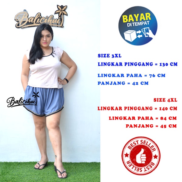 Balicihui Celana Pendek Rumbai Jumbo Celana Pendek Wanita Celana Kasual Plus Size Big Size