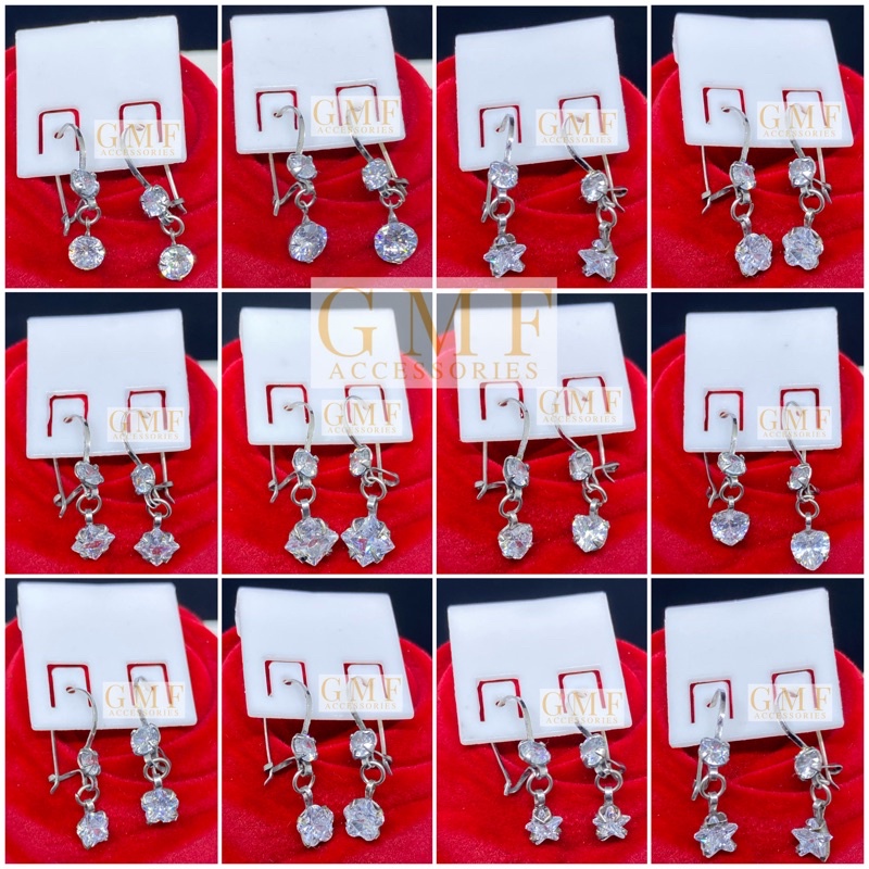 Anting Monel Permata Diamond Bentuk Bulat Ada Bandulnya Bentuk Macam-Macam Love Bunga Kotak Bintang Permata Swarovski Anti Karat Stainless Steel