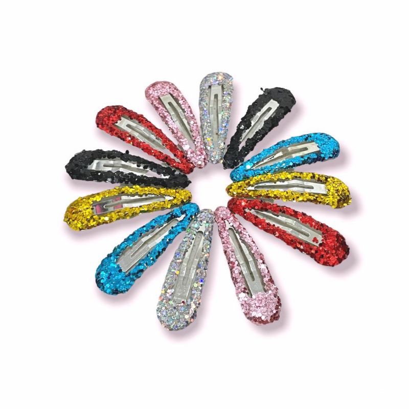 6PCS ! Hair pin / JEPIT RAMBUT WARNA WARNI GLITTER / JEPIT RAMBUT BENTUK TETES AIR WARNA PERMEN GAYA KOREA UNTUK WANITA HAIR PIN JEPITAN TIPTOP