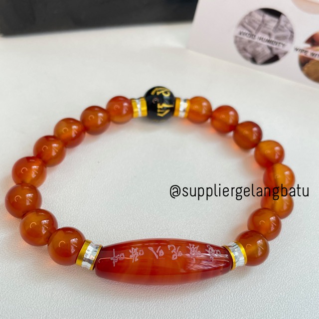 gelang batu chinese unisex pria wanita tibet hoki om mani padme hum supplier bahan aksesoris craft keberuntungan persahabatan hadiah