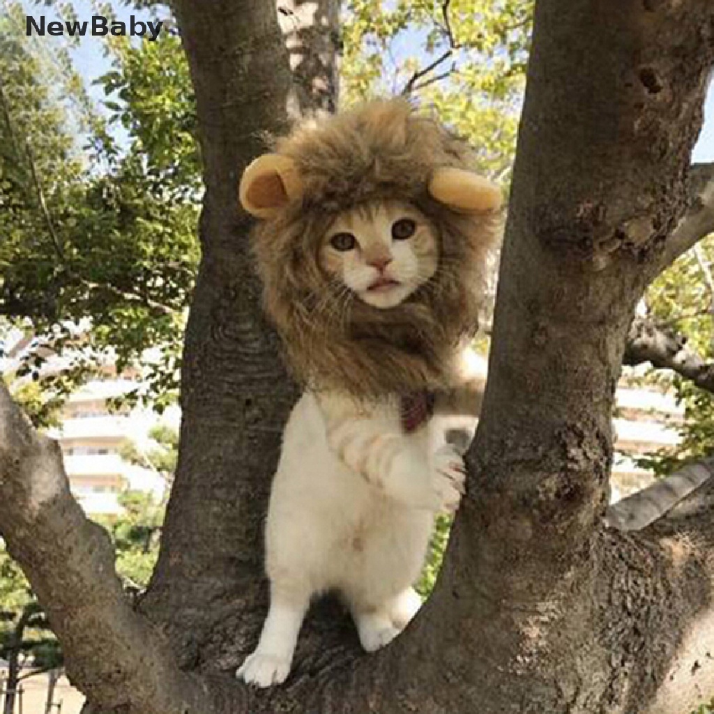 Topi wig Rambut Singa Untuk Kostum halloween Anjing Kucing Peliharaan