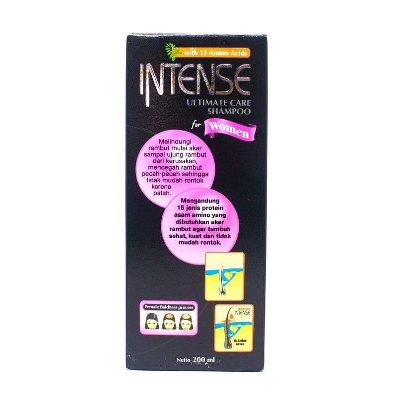 Intense Ultimate Care Shampoo 200ml intense package intense shampoo woman exp 2025