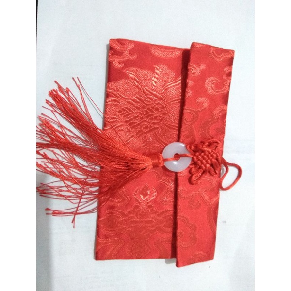 angpao merah dompet amplop imlek kain damask chinese new year samping