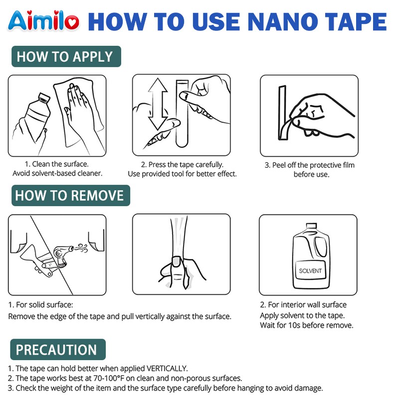 Aimilo Nano Tape Roll Perekat Dua Sisi Tape Tanpa Jejak Mudah Dicuci Nano Pita Tempel Gel Pegangan Dapat Digunakan Kembali Nano Gel Bantalan untuk Memperbaiki Mobil windowshield Karpet Kaca Tikar Foto Poster