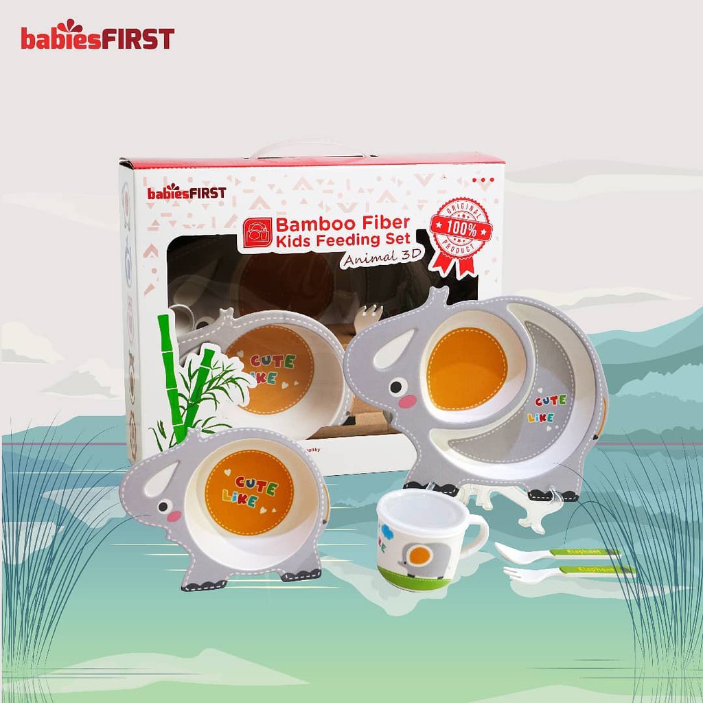 Babies First Bamboo Fiber Kids Feeding Set Animal 3D (BF504) - Peralatan Makan Bayi