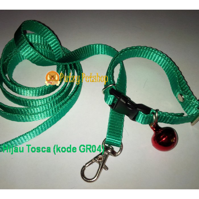 JUH547 KALUNG+TALI TUNTUN KUCING- KELINCI- MUSANG- ANJING KECIL (HIJAU TOSCA)