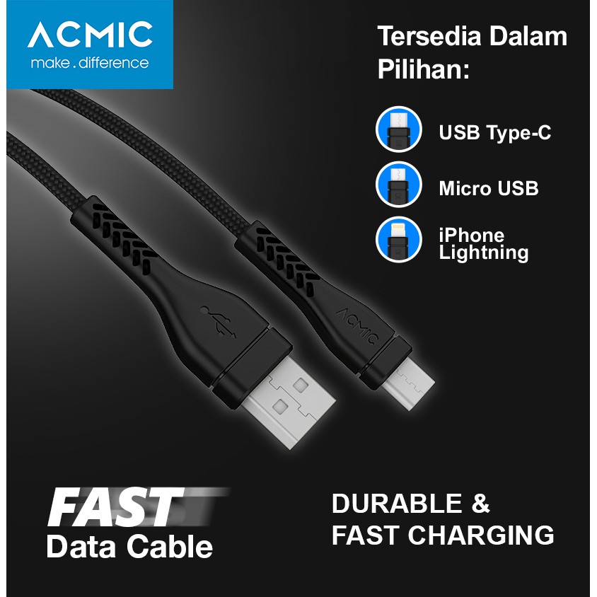 ACMIC Braided Line Kabel Data Charger 100cm Fast Charging Cable