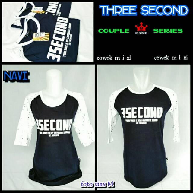 Kaos 3second Couple Baju Pasangan Tshirt Distro Bandung Family Keluarga Three Second Washing