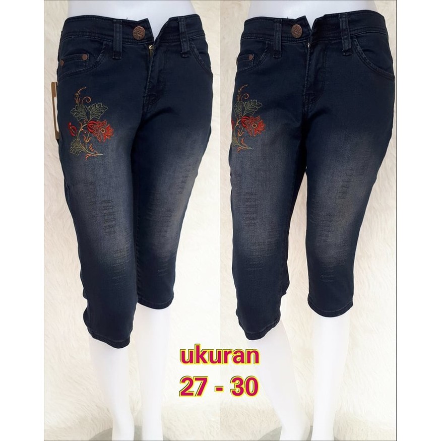 Celana 7/8 Jeans Bordir Bunga