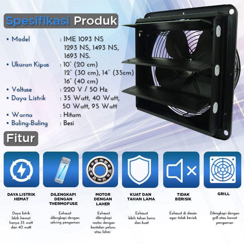 Sekai Exhaust Fan IME 1093 NS / Kipas Angin Hexos Dinding 10&quot; inc / Kipas industri