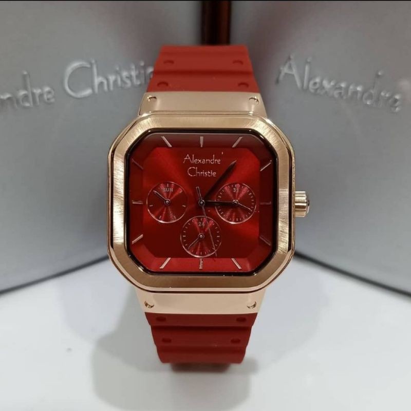 Jam Tangan Alexander Christie Wanita Red Rosegold ac2811 Original