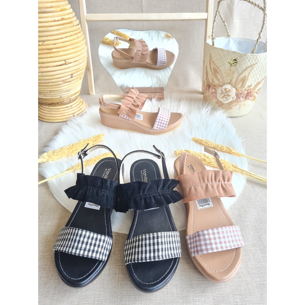 ANGEL CLCT - Wedges Bermotif Kotak Lucu - Sandal Wedges US70