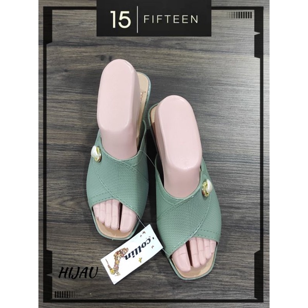 15 SHOP --- Collin ---Sandal Wanita Slip On Sandal Peep Toe Tinggi 4 cm - J1539