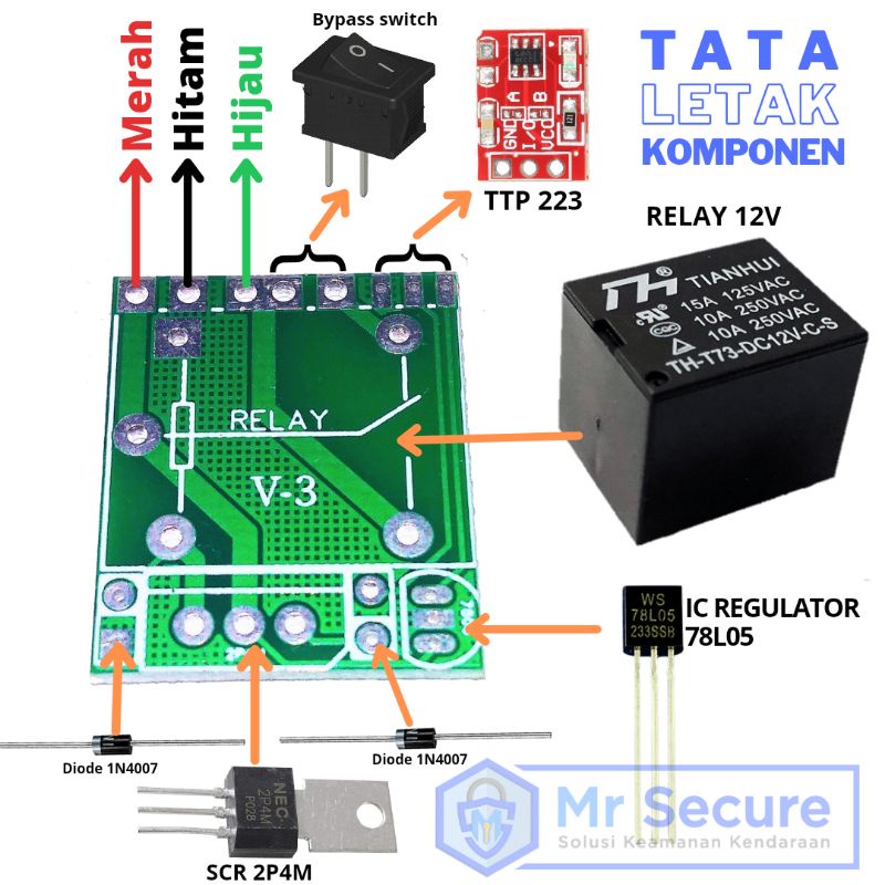 Paket DIY PCB KIT SENSOR SENTUH ANTI MALING TTP 223 UNTUK SEPEDA MOTOR-1