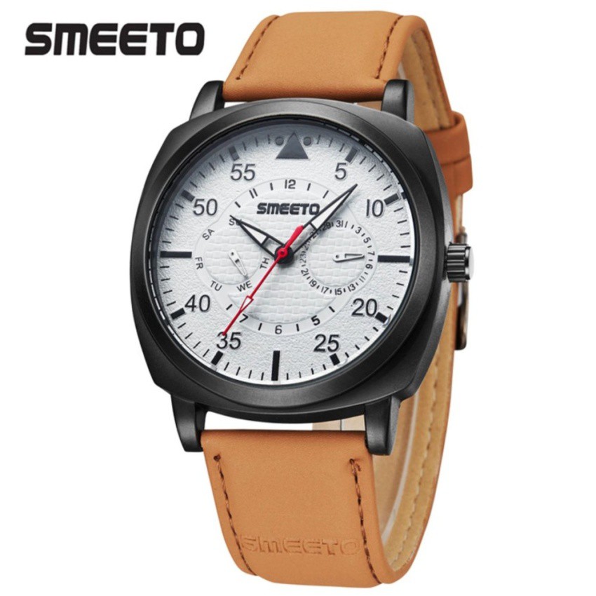 Smeeto CoachMan Jam Tangan Pria Waterproof Chronograph Quartz Men Watch SM0001 - White